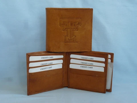 TEXAS TECH RED RAIDERS    Leather BiFold Wallet    NEW    brown 4+ Cover