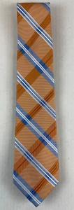 Jones New York 100% Silk Mens Tie - Orange Blue White Stripe Design - Picture 1 of 4