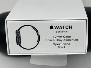 Apple Smart Watch 3 GPS 42mm Space Gray Aluminum Case Black Sport Band MTF32LL/A - Picture 1 of 16