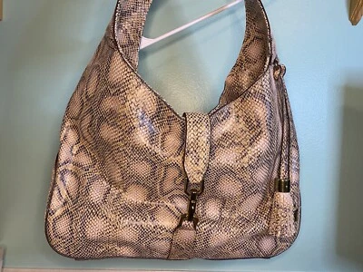 GILI Got It Love It Grande Cuero Pitón Nieve Serpiente Holgado Hobo Bolso Cartera Foto 1 de 4