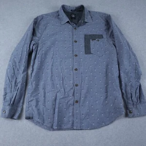 Volcom Shirt Mens XL Slim Fit Casual Pocket Button Up Blue Patterned Long Sleeve - Picture 1 of 6