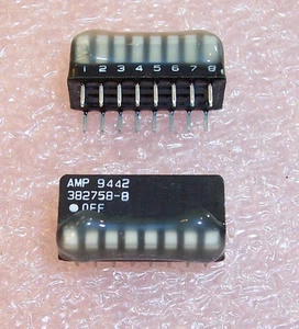 QTY (10) 8 POSITION PIANO STYLE DIP SWITCHES SPST SEALED 382758-8 AMP - Picture 1 of 1