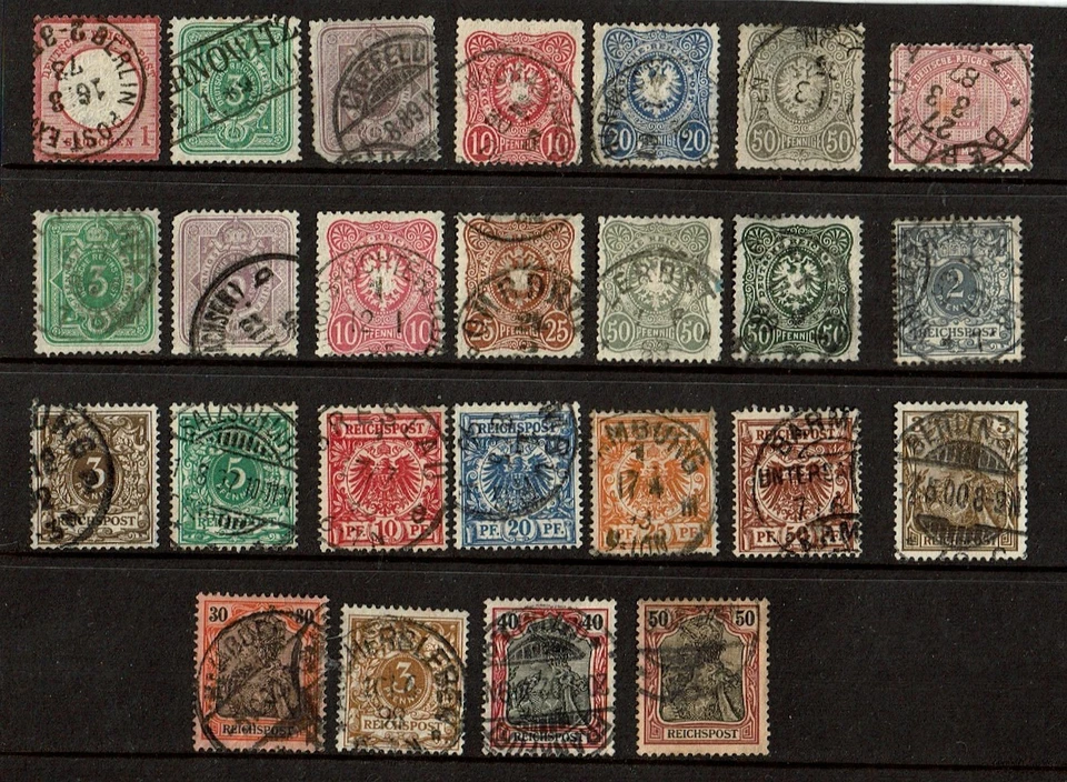 1870- GERMANY EMPIRE P/Set + Lot of  25 Used Sc#17- Incl Sc# 34 and 42 Dp Olive - Image 1 of 1