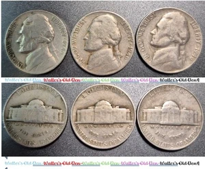 1946 P, D, & S Jefferson Nickel Set, Circulated - Picture 1 of 6