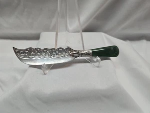 INUSUAL Antiguo Cuchillo de Queso de Plata de Ley con Mango de Piedra Tallado Kiwi Pájaro  - Imagen 1 de 9