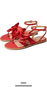New in Box JACK ROGERS Heidi 100% Leather Bow T-Strap Sandals Size 9.5 - Picture 1 of 2