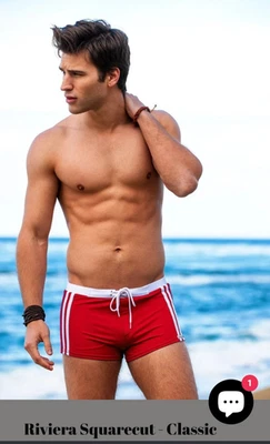 Bañador Sauvage California Para Hombre Talla L Años 60 Estilo Rojo Riviera Corte Cuadrado Foto 1 de 4