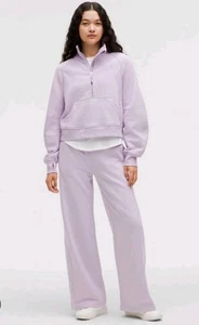 Lululemon Scuba Mid-Rise Wide-Leg Pants Lilac Ether Womens Sz M Pockets - Picture 1 of 10