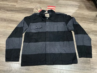 Chaqueta de mezclilla a rayas PRPS para hombre XL 100 % algodón cierre de botones (B39) nueva con etiquetas Foto 1 de 4