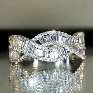 Splendidi Anelli Donna Cubic Zirconia San Valentino Placcati Argento Misura 6-10 - Foto 1 di 12