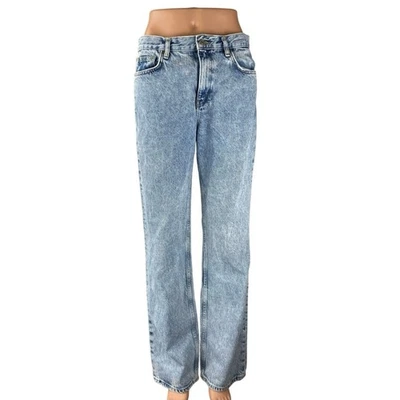 Pantalones de mezclilla para mujer MNG Mango azul lavado claro tiro alto pierna recta talla 8 Foto 1 de 4