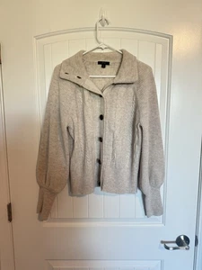 J Crew Cable Knit Oatmeal Short Cardigan Size Large Wool Blend  - Picture 1 of 6