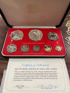 1978 PAPUA NEW GUINEA - OFFICIAL PROOF SET w/ 2 SILVER Coins & COA - Picture 1 of 12