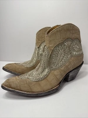 Botines Old Gringo para mujer Bianca beige hueso plata encaje tachonado talla 7,5 Foto 1 de 4