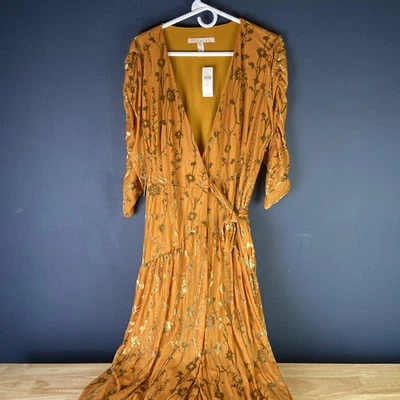 Vestido envolvente Anthropologie Hutch marrón maíz/cubo para mujer talla M Foto 1 de 4