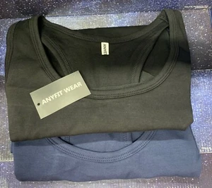 Anyfit Wear Women's Tank Tops Built In Bra-2 Pack-Navy/black-Size XL(US 6-8) - Picture 1 of 3