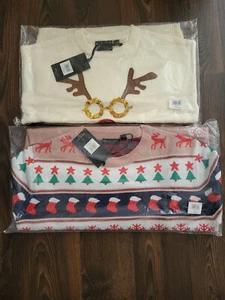 2 Brave Soul Womens Festive Xmas Christmas Jumpers, Size Small, New With Tags - Picture 1 of 7