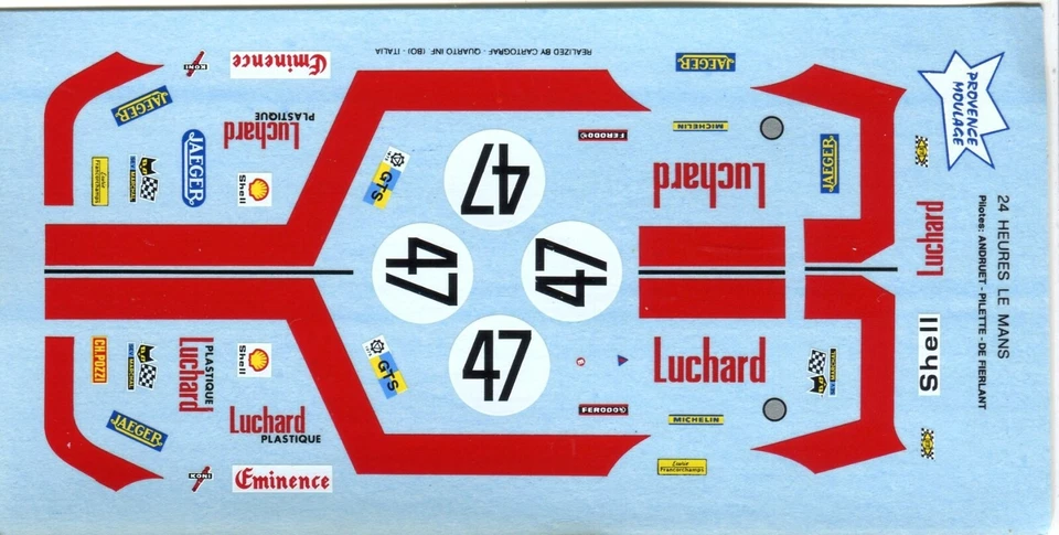FERRARI 365 GTB /4 DAYTONA  N°47  24H LE MANS 2003  PROVENCE MOULAGE DECALS 1/43 - Immagine 1 di 1