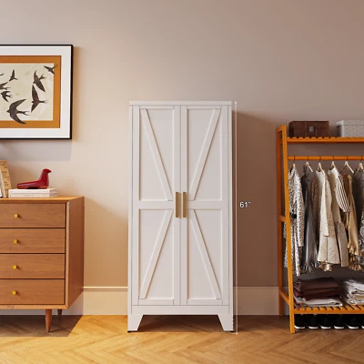 61-дюймовый металлический фермерский шкаф для хранения с 2 дверьми и 3 регулируемыми полками - Изображение 1 из 4