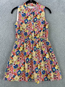 Boden Johnny B Dress Girls 11-12 Years Floral Cotton Button Lined Elastic Waist - Picture 1 of 9