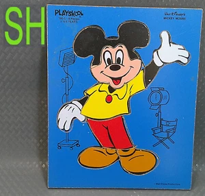 Vintage 190-5 Playskool 8pc Wood Puzzle Walt Disney Productions Mickey Mouse - Picture 1 of 9