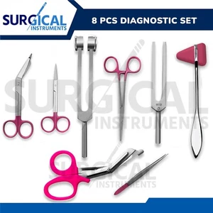 8-teiliges medizinisches Diagnose-Set Edelstahl ideal für Rettungssanitäter, Krankenpflege, Chirurgie (rosa) - Bild 1 von 9