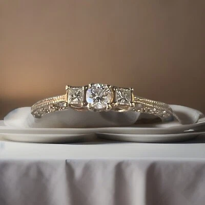 Anillo de aniversario de oro rosa de 14k sobre diamantes naturales de ley talla 10 Foto 1 de 4