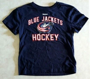Columbus Bluejackets Kids T Shirt Size Medium 5/6 Reebok Silver Sparkle Logo New - Picture 1 of 2