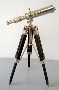 NAUTISCHES MESSING TELESKOP MIT HOLZSTATIV TELESKOP SPYGLASS - Bild 1 von 3