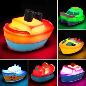 Bath Toys, 6 Packs Light up Boat Floating Rubber Set, Flashing Color Changing Li - Picture 1 of 12