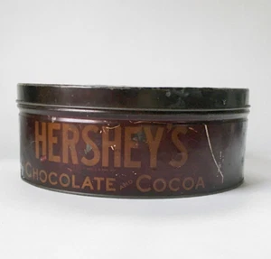 RARE Hershey's Chocolate & Cocoa 12" Round Tin 1940s, 50s GOLD LETTERS - Picture 1 of 12