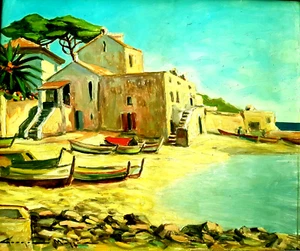 SUPERB CORSICA ERBALOUNGA 1960 SIGNED ILLEGIBLE 55 x 46 CM - Picture 1 of 7