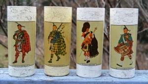 SET OF 4 VINTAGE HIGHLANDERS HIGHBALL WHITE GLASS WHISKY TUMBLERS - Picture 1 of 5