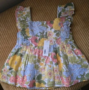 Janie & Jack Girls Floral Puff Sleeve Blouse Size 5 - Picture 1 of 6