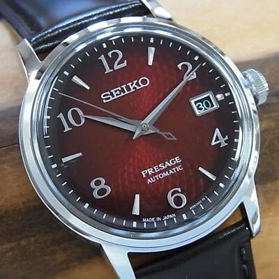 Seiko Presage Cocktail Red Dial Leather Strap Watch SRPE41J1 (FEDEX 2 DAY SHIP) - Image 1 of 3