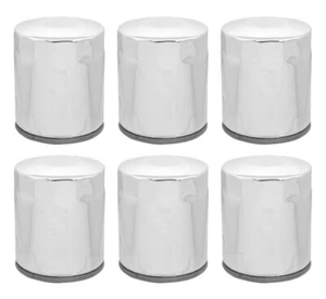 6 Chrome 10 Micron Oil Filter Harley Big Twin EVO Repl 63805-80T by Mid_-USA - Picture 1 of 1