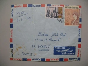 Viêt-Nam - Saigon Lettre pour la France  1970 bel affranchissement composé - Picture 1 of 1