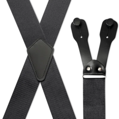Men's Suspenders - Wide Industrial Non-Stretch, X with Leather Ears, USA Made - Image 1 of 4