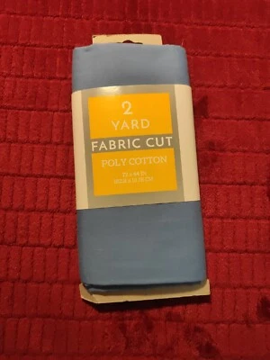 2 Yard Poly Cotton Fabric Cut 72" x 44" Bright Blue - Image 1 of 2