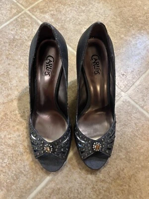 Carlos By Carlos Santana Feminino Místico Cinza Biqueira Aberta Salto Stiletto Bomba Nova Sem Caixa - Imagem 1 de 4