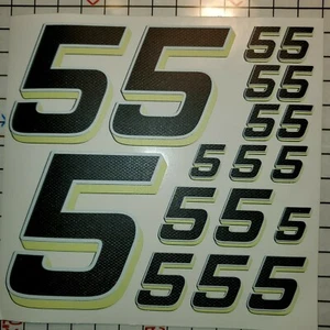Matte Black-w/Gloss Carbon Fiber yellow/white #5's Racing Vinyl Decal Sheet Rc - Picture 1 of 11