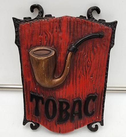 TOBAC Sign Sexton 1972 USA Cast Aluminum Tobacco Sherlock Pipe Cover