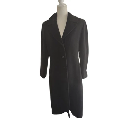 Vintage Kristen Blake Lambswool Cashmere Long Black Coat Classic Quiet Luxury  - Image 1 of 4