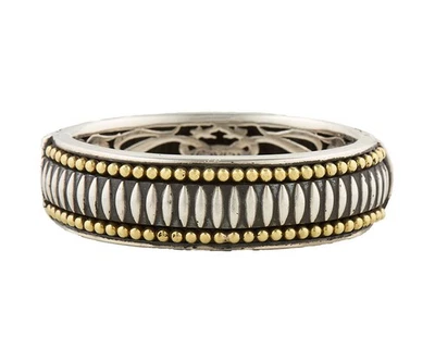 Vintage Lagos Caviar Signature Two Tone Bangle Bracelet in 18K and Sterling Foto 1 de 4