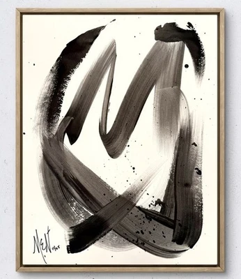 Maria Art NEGRO BLANCO 14x17 PAPEL MULTIMEDIA MIXTA Abstracto Contemporáneo Decoración de Pared 3 Foto 1 de 4