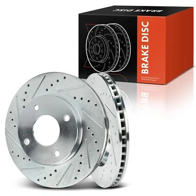 2x Front Side Drilled Brake Rotor for Nissan Versa 2009 2010-2011 L4 1.6L 4-Stud - Image 1 of 4