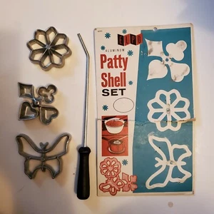 VINTAGE 1975 Patty Shell Set aluminum Pastry Shells and instructions - Picture 1 of 3