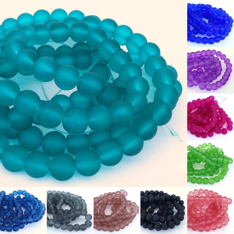 Glasperlen matt gefrostet Glas Perlen Strang Schmuckperlen 8mm 100 Stück - Bild 1 von 1