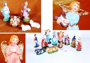 1950er ITALIEN ANTIKER ZUSAMMENSATZ Vintage Weihnachten KRIPPE SET sehr fein 13-teilig - Bild 1 von 12