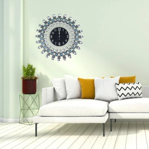 Modern Crystal Wall Clock Black 23.62inch Non Ticking Silent Clock Wall Decor - Picture 1 of 12